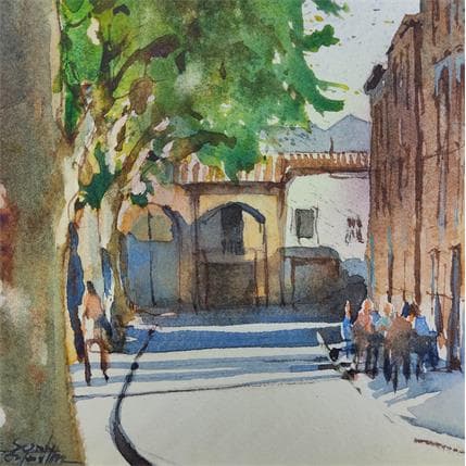 Peinture Toulouse 2 par Seruch Capouillez Isabelle | Tableau Figuratif Aquarelle Scènes de vie, Urbain
