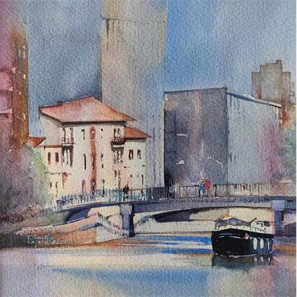 Peinture Comme un écrin par Seruch Capouillez Isabelle | Tableau Figuratif Aquarelle Urbain