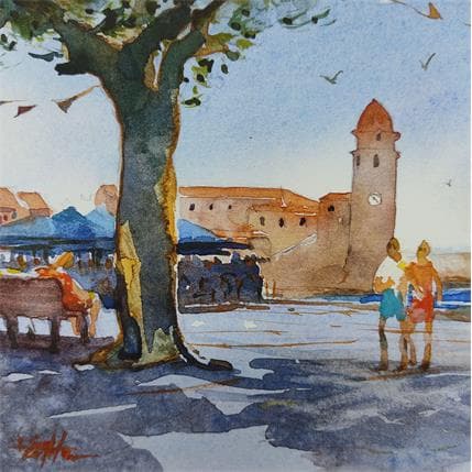Peinture Collioures 2 par Seruch Capouillez Isabelle | Tableau Figuratif Aquarelle Scènes de vie
