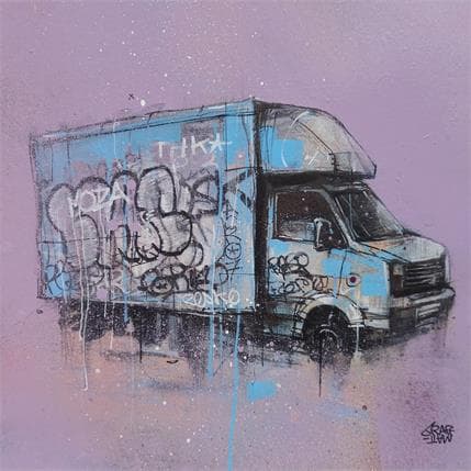 Peinture Truck in the mist par Graffmatt | Tableau Street Art Acrylique Urbain