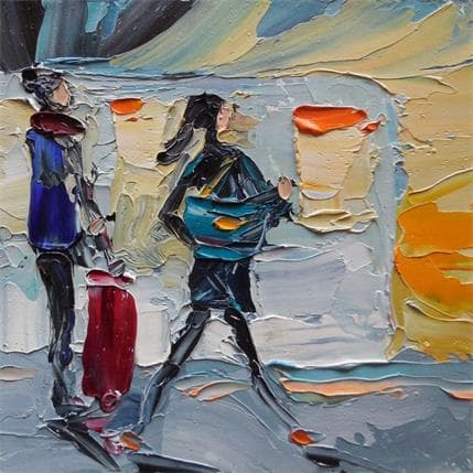 Painting The last train by Lunetskaya Elena | Painting Figurative Oil Life style