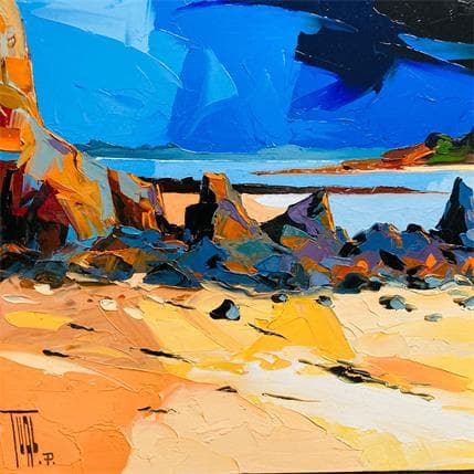 Peinture Plage et rochers par Tual Pierrick | Tableau