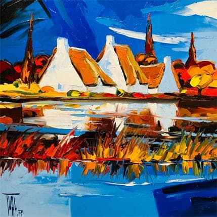 Peinture Les trois chaumières par Tual Pierrick | Tableau