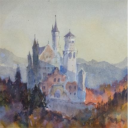Peinture Château par Jones Henry | Tableau Figuratif Aquarelle Paysages