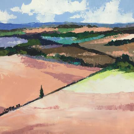 Peinture Champs du Lubéron 2 par Chen Xi | Tableau Figuratif Huile Paysages