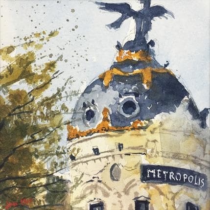 Peinture Métropolis par Min Jan | Tableau Figuratif Aquarelle Urbain