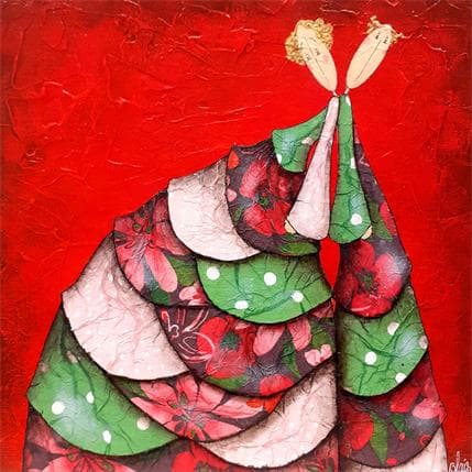 Gemälde Sidonie et Roméo von Blais Delphine | Gemälde Naive Kunst Acryl Alltagsszenen