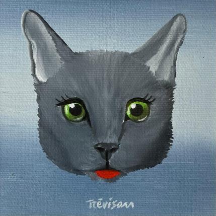 Peinture Gray Cat par Trevisan Carlo | Tableau  Acrylique, Huile Animaux