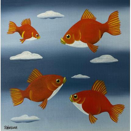 Peinture Red Fishes par Trevisan Carlo | Tableau Surréalisme Huile Animaux