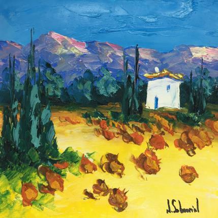 Peinture Coquelicots au pied des Alpilles par Sabourin Nathalie | Tableau  Huile