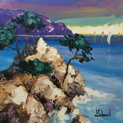 Peinture L'Aube près de Calvi par Sabourin Nathalie | Tableau Figuratif Huile Icones Pop