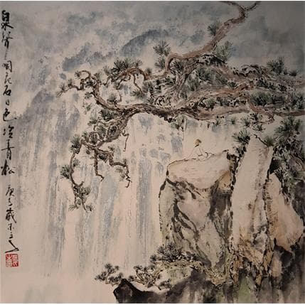 Peinture Watching Waterfall par Sanqian | Tableau Figuratif Paysages