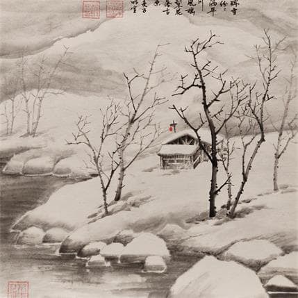 Peinture Heavenly White par Du Mingxuan | Tableau Figuratif Aquarelle Paysages