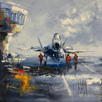 Peinture Sur le tarmak par Dupin Dominique | Tableau Figuratif Huile scènes de vie