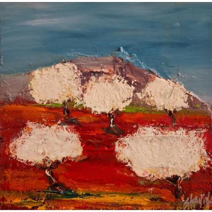 Peinture Pommiers blancs  par Shahine | Tableau Figuratif Huile Icones Pop