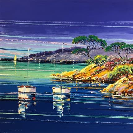 Painting Escale du soir, côte varoise by Corbière Liisa | Painting Figurative Oil Landscapes