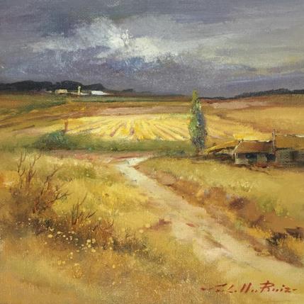 Peinture Al fondo casas par Cabello Ruiz Jose | Tableau Figuratif Huile Paysages