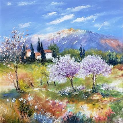 Peinture Printemps dans les Alpilles par Lyn | Tableau Figuratif Huile Paysages
