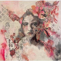 Painting To the future... the better life by Bergeron Marie-Josée | Painting Surrealism Acrylic, Cardboard, Gluing, Oil Life style, Portrait