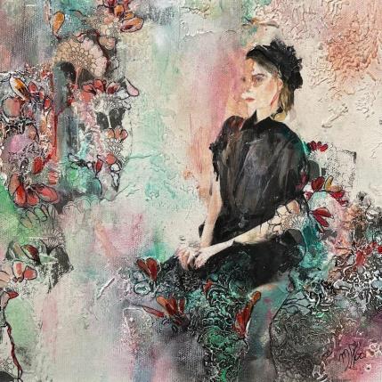 Painting In reflexion by Bergeron Marie-Josée | Painting Figurative Acrylic, Cardboard, Gluing, Oil Life style, Portrait