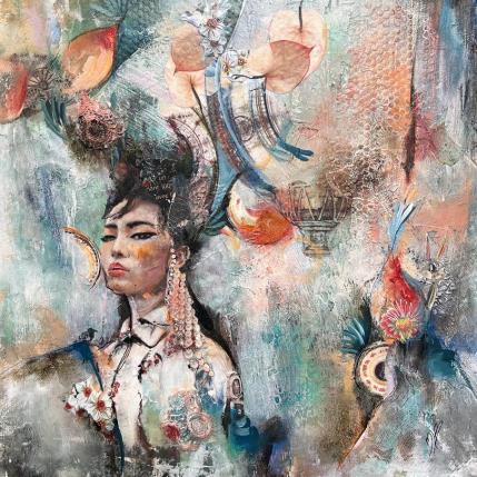 Painting Bling, bling by Bergeron Marie-Josée | Painting Figurative Acrylic, Gluing, Oil Life style, Portrait