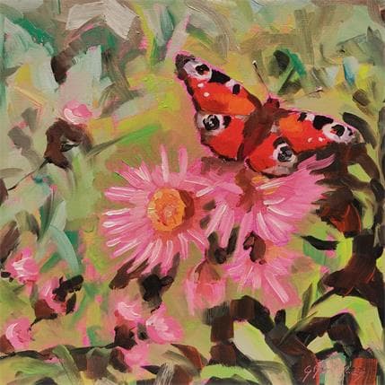 Painting Paon du jour by Morales Géraldine | Painting Figurative Acrylic, Oil Animals