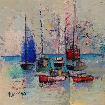 Painting LA VOILE BLEUE by Burgi Roger | Painting Figurative Acrylic Marine