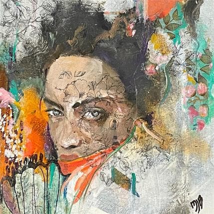 Peinture Plus qu'un regard par Bergeron Marie-Josée | Tableau Figuratif Acrylique, Collage, Huile icones Pop