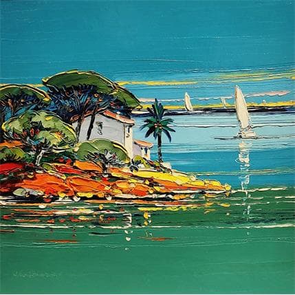 Painting Voiles sur l'eau by Corbière Liisa | Painting Figurative Oil Landscapes, Marine