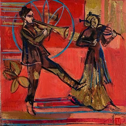 Peinture Du rouge ... du jazz par Machi | Tableau Figuratif Acrylique, Encre, Huile Icones Pop