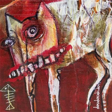 Peinture Le vieux poisson et le vieux chat par Doudoudidon | Tableau Art Singulier Scènes de vie