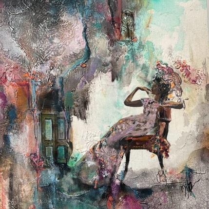 Painting No regrets by Bergeron Marie-Josée | Painting Figurative Acrylic, Cardboard, Gluing, Oil Life style, Portrait