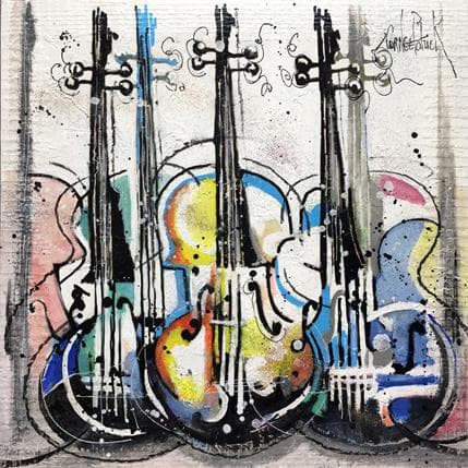 Peinture Happy Pop violins par Cornée Patrick | Tableau Pop-art Acrylique Musique