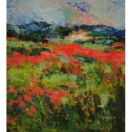 Painting Les coquelicots à Lauris by Vaudron | Painting Figurative Gouache, Oil Landscapes, Pop icons
