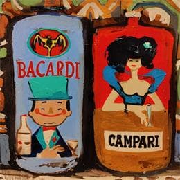 Painting botellas 4 by Villanueva Puigdelliura Natalia | Painting Figurative Oil Still-life