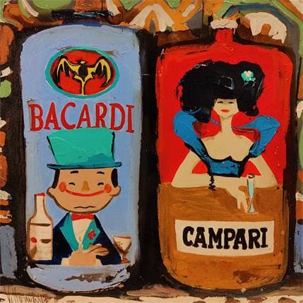 Peinture botellas 4 par Villanueva Puigdelliura Natalia | Tableau Figuratif Huile Natures mortes