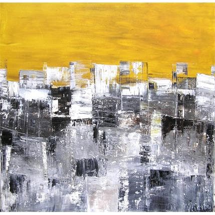 Peinture Ciel jaune par Fièvre Véronique | Tableau Abstrait Acrylique minimaliste, Urbain