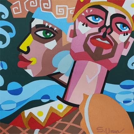 Peinture EL TAMBOR par S.Uria | Tableau Figuratif Acrylique Portraits