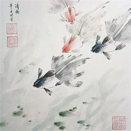Pintura Under the ripples por Du Mingxuan | Pintura Figurative Watercolor Animals