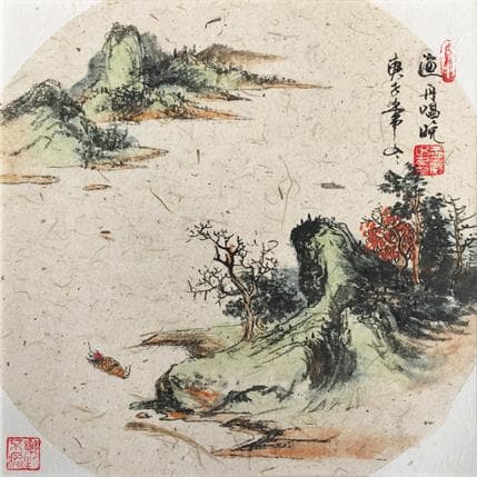 Painting Voice of shipping boats by Yu Huan Huan | Painting Figurative Landscapes