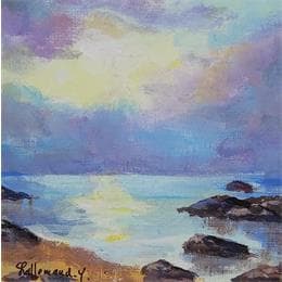 Pintura Coucher du soleil sur l'océan por Lallemand Yves | Pintura Figurative Acrylic Marine