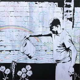 Peinture Mr. Sunrise par Di Vicino Gaudio Alessandro | Tableau Street Art Acrylique scènes de vie