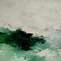 Peinture Croassent les grenouilles par Dumontier Nathalie | Tableau Abstrait Huile Minimaliste